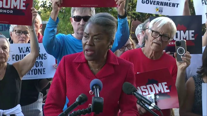 Winsome Earle-Sears speaks out in front of Fairfax County school board meeting