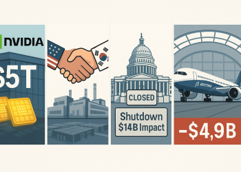 Evening digest: Nvidia’s $5T milestone, $450B US-South Korea deal, $14B shutdown drag