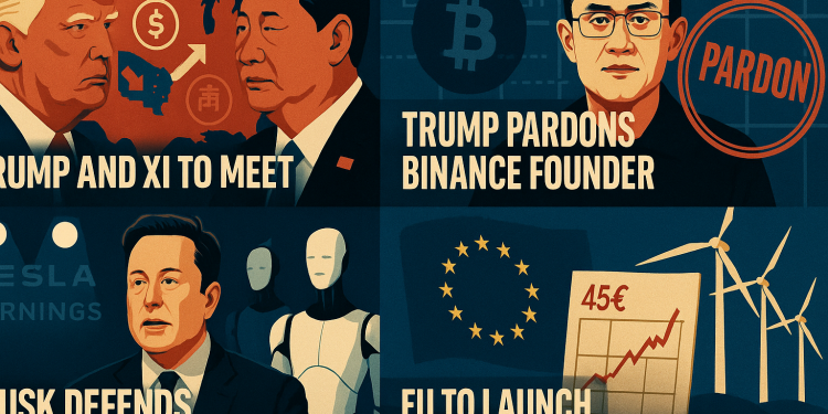 Evening digest: Trump-Xi summit set, Binance founder pardoned, Musk pushes $1T pay