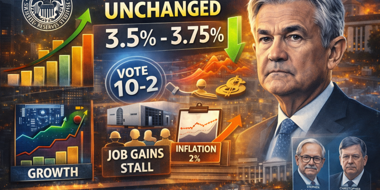 US Fed holds rates at 3.5%-3.75% as inflation stays elevated and job gains cool